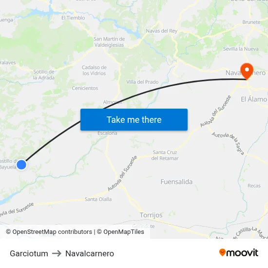 Garciotum to Navalcarnero map