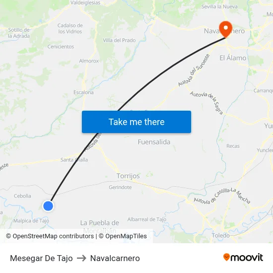 Mesegar De Tajo to Navalcarnero map