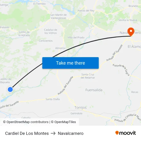 Cardiel De Los Montes to Navalcarnero map