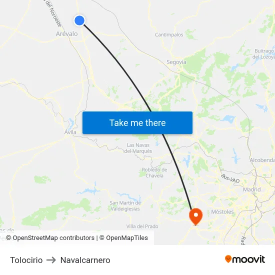 Tolocirio to Navalcarnero map
