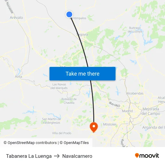 Tabanera La Luenga to Navalcarnero map