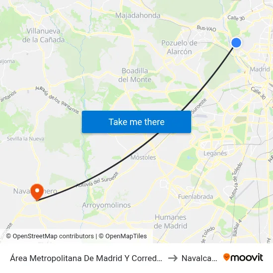 Área Metropolitana De Madrid Y Corredor Del Henares to Navalcarnero map