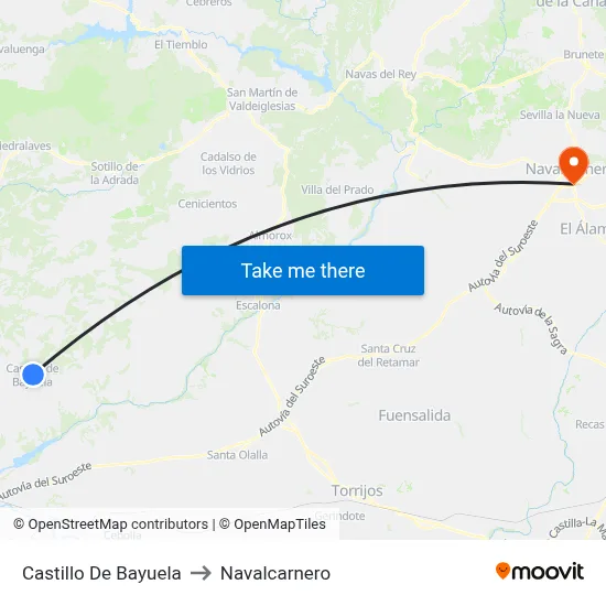Castillo De Bayuela to Navalcarnero map