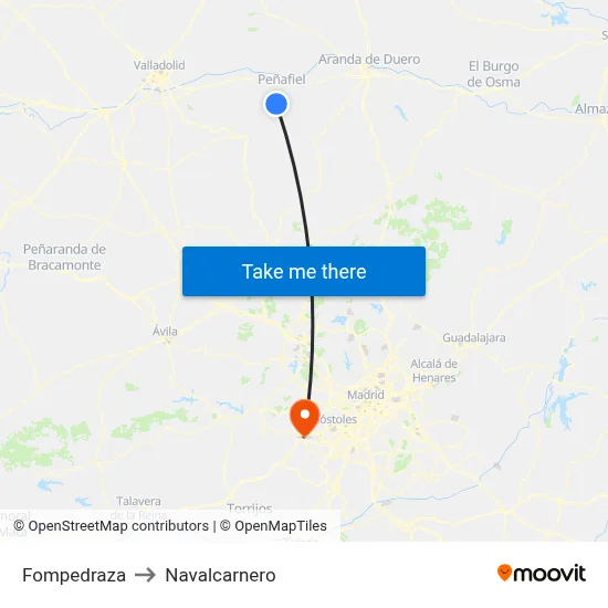Fompedraza to Navalcarnero map