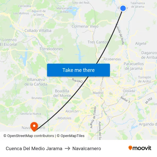 Cuenca Del Medio Jarama to Navalcarnero map