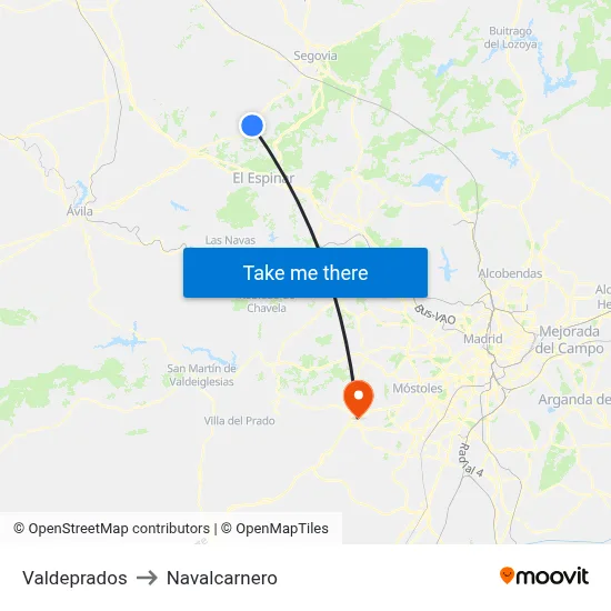 Valdeprados to Navalcarnero map