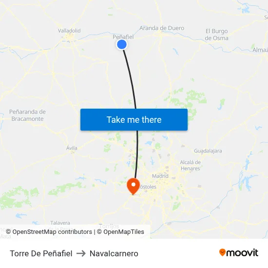 Torre De Peñafiel to Navalcarnero map