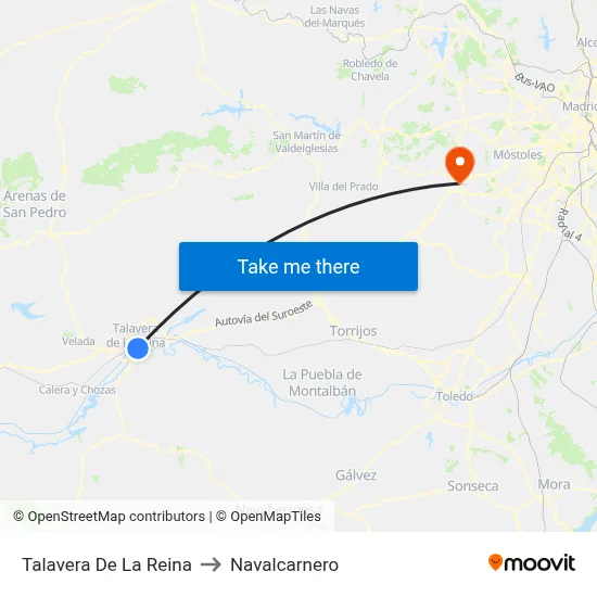 Talavera De La Reina to Navalcarnero map
