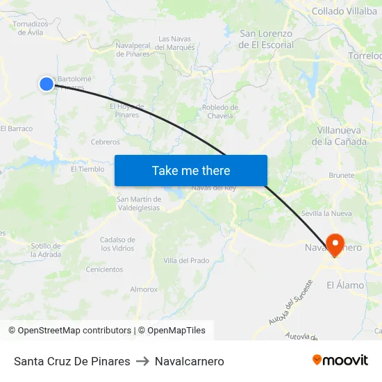 Santa Cruz De Pinares to Navalcarnero map