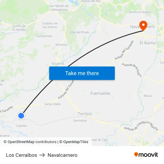 Los Cerralbos to Navalcarnero map