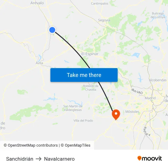 Sanchidrián to Navalcarnero map