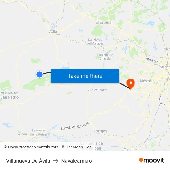 Villanueva De Ávila to Navalcarnero map