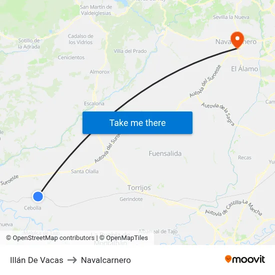 Illán De Vacas to Navalcarnero map