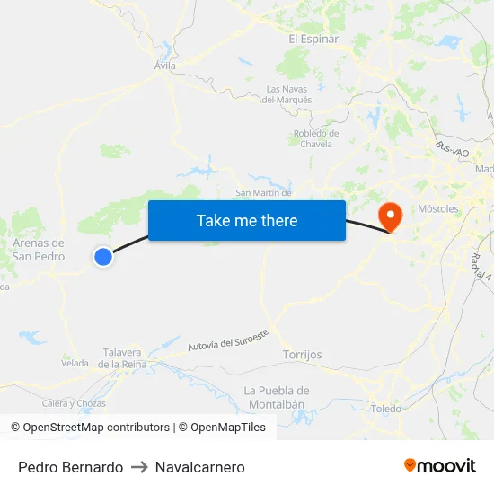 Pedro Bernardo to Navalcarnero map