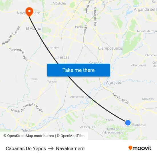 Cabañas De Yepes to Navalcarnero map