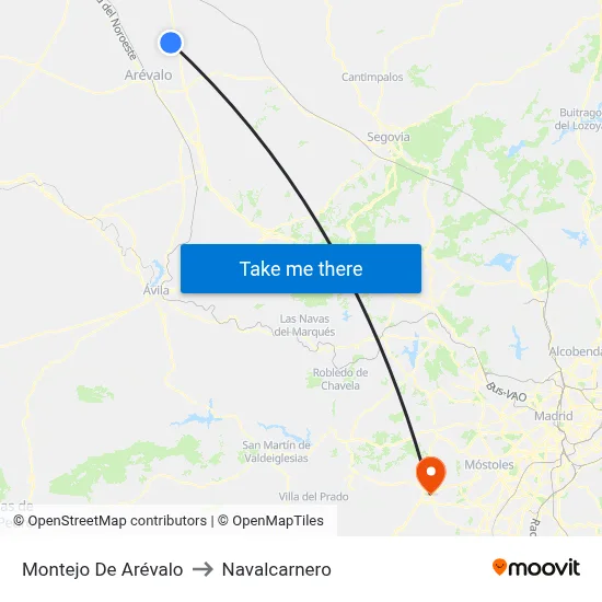 Montejo De Arévalo to Navalcarnero map