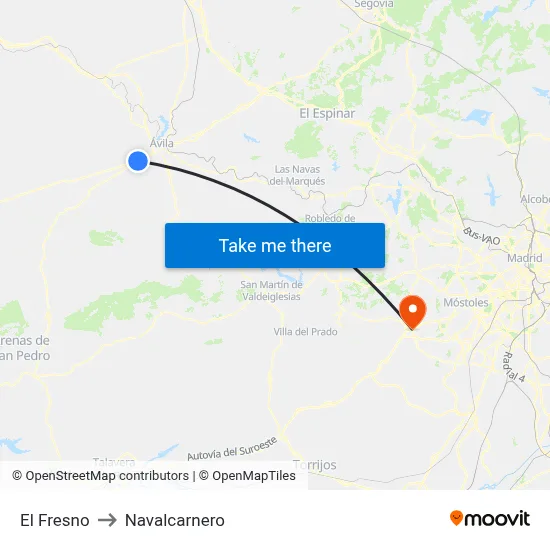 El Fresno to Navalcarnero map