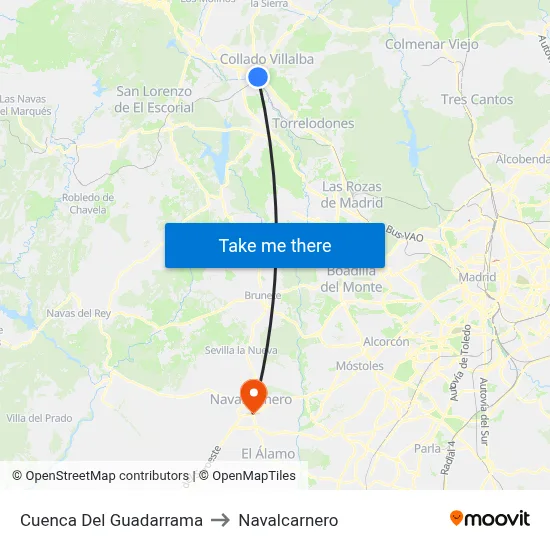 Cuenca Del Guadarrama to Navalcarnero map
