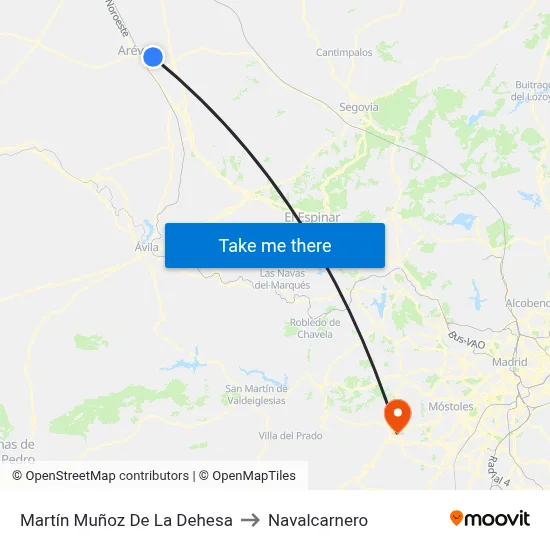 Martín Muñoz De La Dehesa to Navalcarnero map