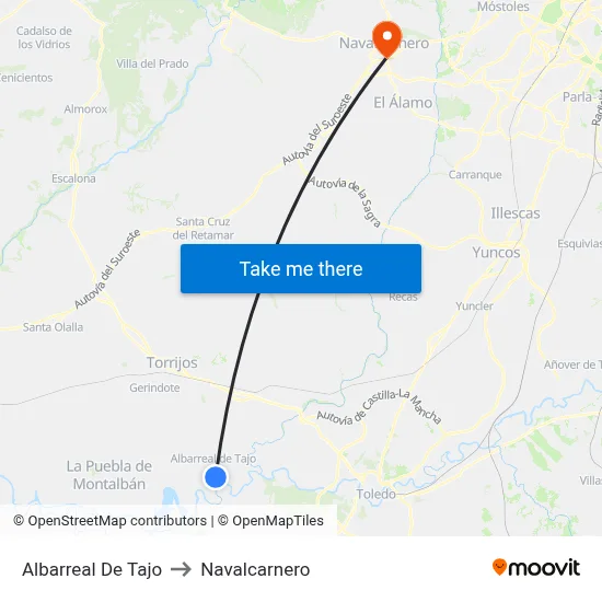 Albarreal De Tajo to Navalcarnero map