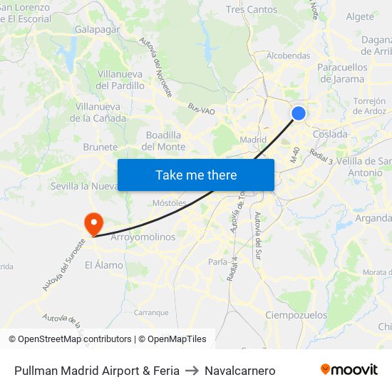Pullman Madrid Airport & Feria to Navalcarnero map
