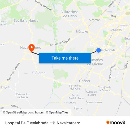 Hospital De Fuenlabrada to Navalcarnero map