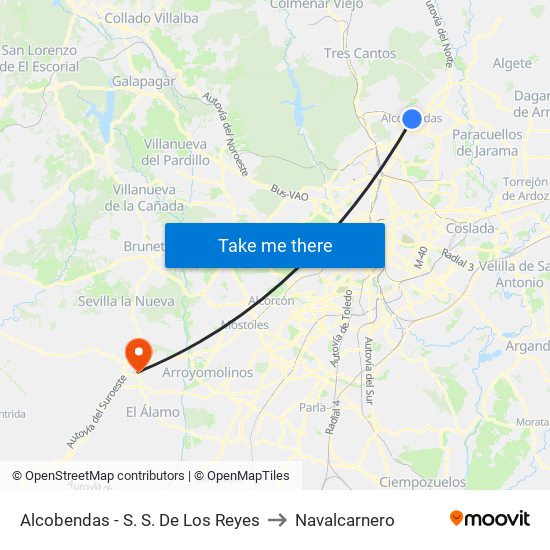 Alcobendas - S. S. De Los Reyes to Navalcarnero map