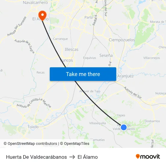 Huerta De Valdecarábanos to El Álamo map
