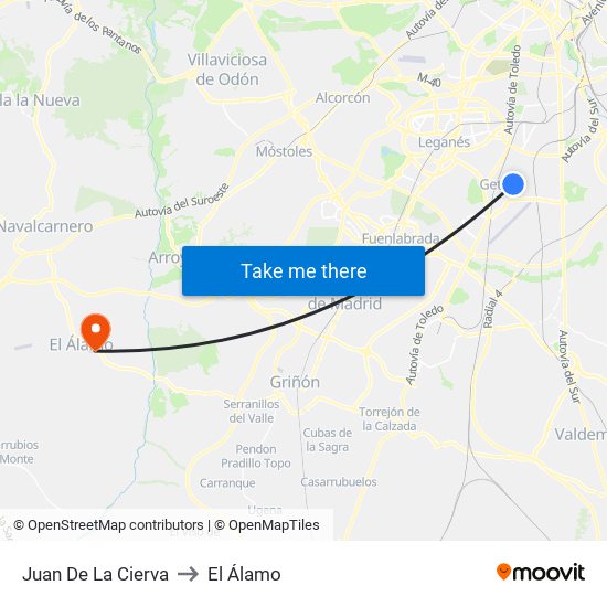 Juan De La Cierva to El Álamo map