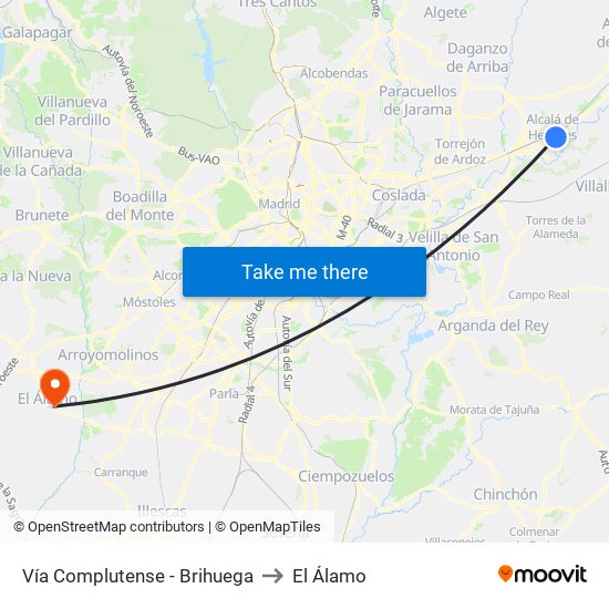 Vía Complutense - Brihuega to El Álamo map