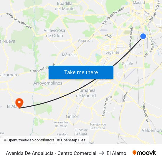 Avenida De Andalucía - Centro Comercial to El Álamo map