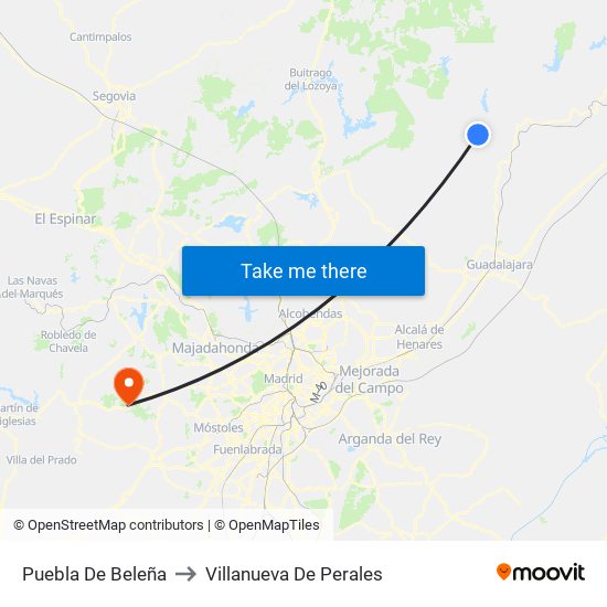 Puebla De Beleña to Villanueva De Perales map