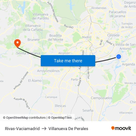 Rivas-Vaciamadrid to Villanueva De Perales map