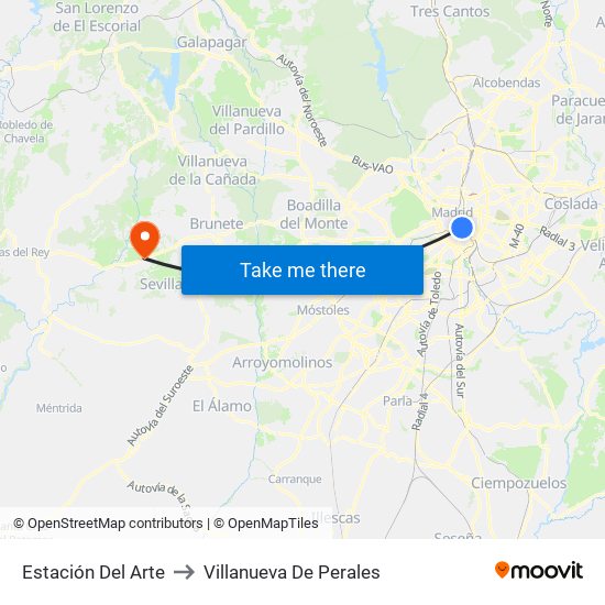 Estación Del Arte to Villanueva De Perales map