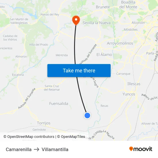 Camarenilla to Villamantilla map