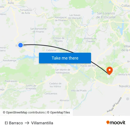 El Barraco to Villamantilla map