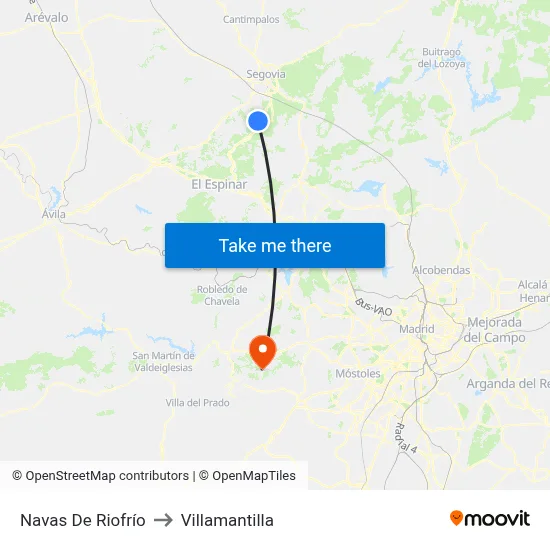 Navas De Riofrío to Villamantilla map