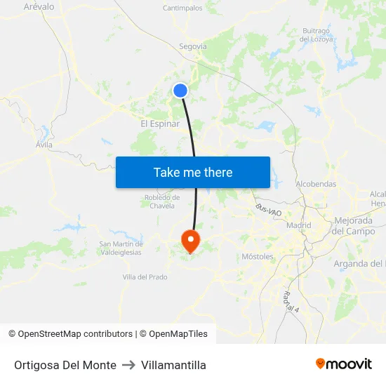 Ortigosa Del Monte to Villamantilla map
