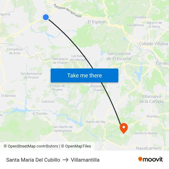 Santa María Del Cubillo to Villamantilla map