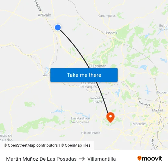 Martín Muñoz De Las Posadas to Villamantilla map