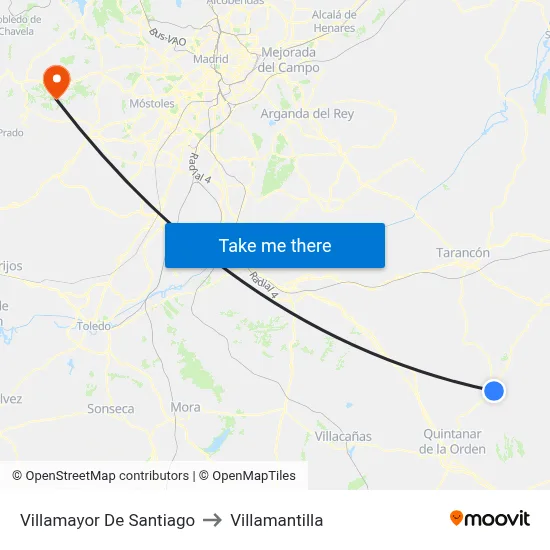 Villamayor De Santiago to Villamantilla map