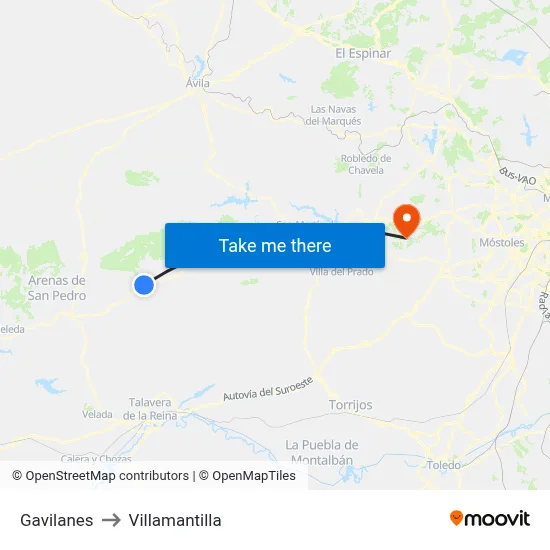 Gavilanes to Villamantilla map