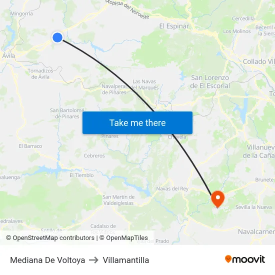 Mediana De Voltoya to Villamantilla map