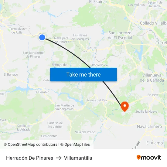 Herradón De Pinares to Villamantilla map