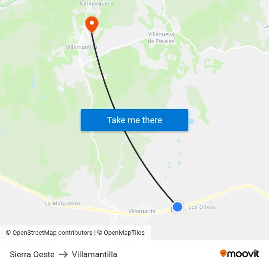 Sierra Oeste to Villamantilla map