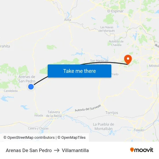 Arenas De San Pedro to Villamantilla map