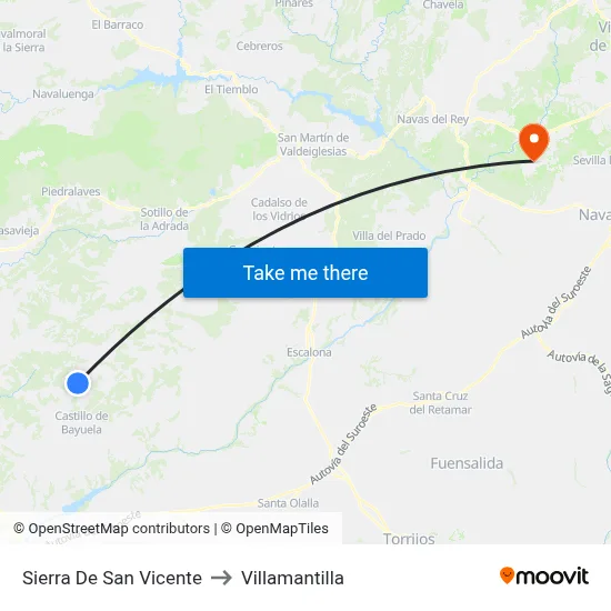 Sierra De San Vicente to Villamantilla map