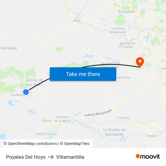 Poyales Del Hoyo to Villamantilla map