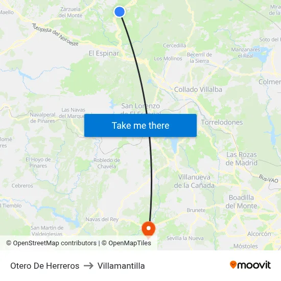 Otero De Herreros to Villamantilla map
