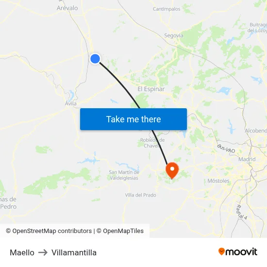 Maello to Villamantilla map